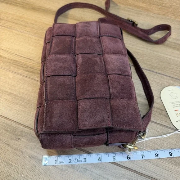 Purple Genuine Suede Leather Crossbody Bag - Made In Italy - Picture 9 of 10